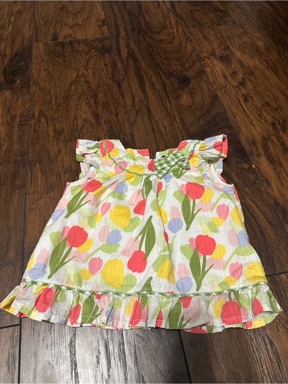 Crazy 8 Girls Floral Ruffle Tank - White with Pink, Yellow & Green